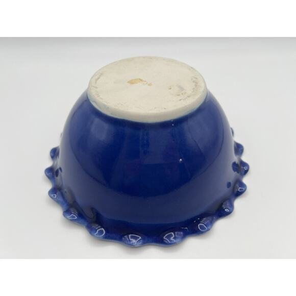 Edgecomb Potters Maine Crystalline Blue Fluted Edge Studio Pottery 7.5” Bowl - Picture 7 of 10